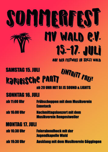 Sommerfest des Musikvereins Wald e.V. auf der Festwiese in Wald