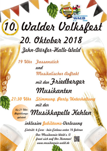Wir feiern ein Jubiläum!!! - 10 . Walder Volksfest